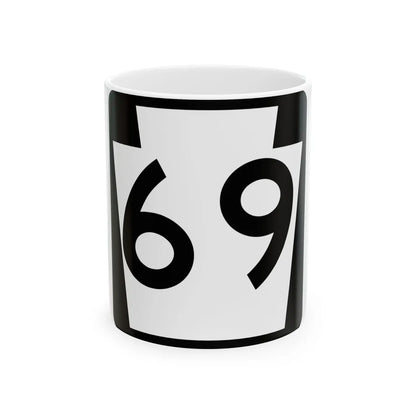 PA-69 (Pennsylvania) (Road Sign) White Coffee Mug 11oz - Go Mug Yourself