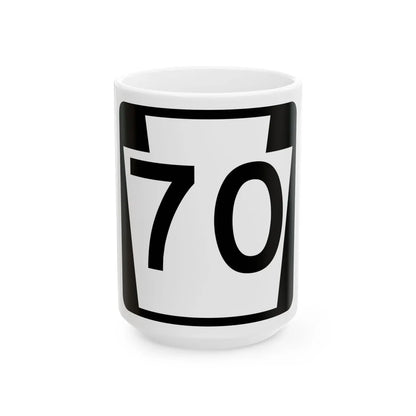 PA-70 (Pennsylvania) (Road Sign) White Coffee Mug 15oz - Go Mug Yourself