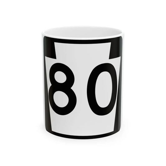 PA-80 (Pennsylvania) (Road Sign) White Coffee Mug 11oz - Go Mug Yourself