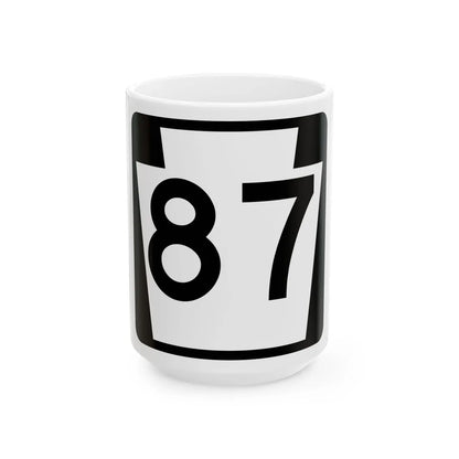 PA-87 (Pennsylvania) (Road Sign) White Coffee Mug 15oz - Go Mug Yourself
