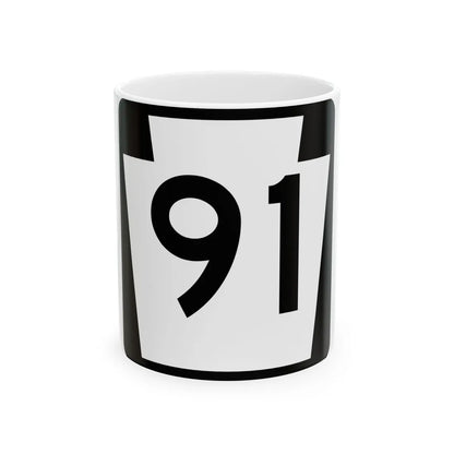 PA-91 (Pennsylvania) (Road Sign) White Coffee Mug 11oz - Go Mug Yourself