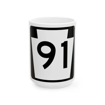 PA-91 (Pennsylvania) (Road Sign) White Coffee Mug 15oz - Go Mug Yourself