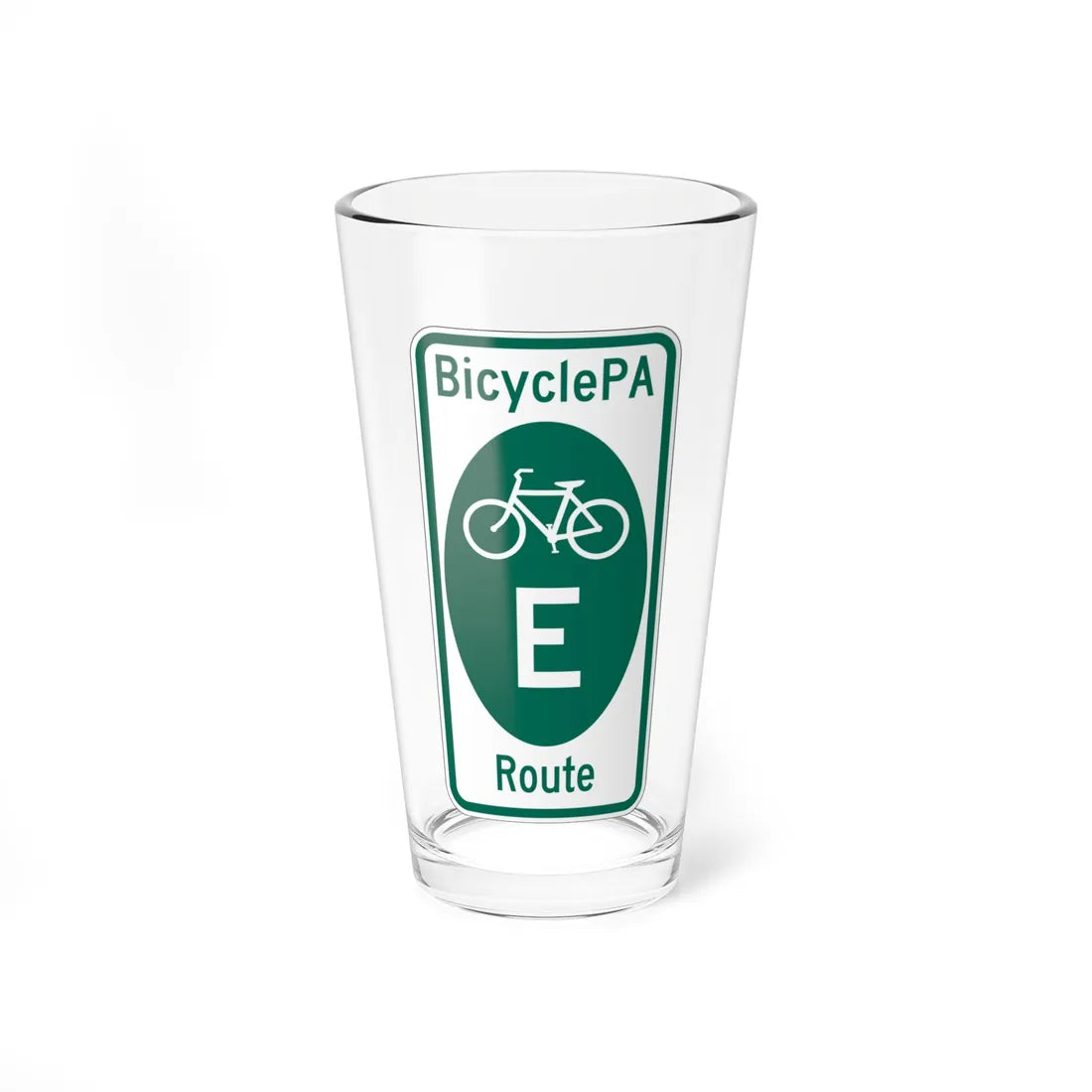 PA Bike Route E (Pennsylvania) (Road Sign) Pint Glass 16oz - Go Mug Yourself