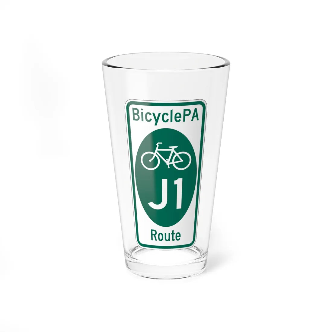 PA Bike Route J1 (Pennsylvania) (Road Sign) Pint Glass 16oz 16oz - Go Mug Yourself