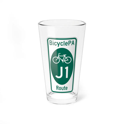 PA Bike Route J1 (Pennsylvania) (Road Sign) Pint Glass 16oz 16oz - Go Mug Yourself