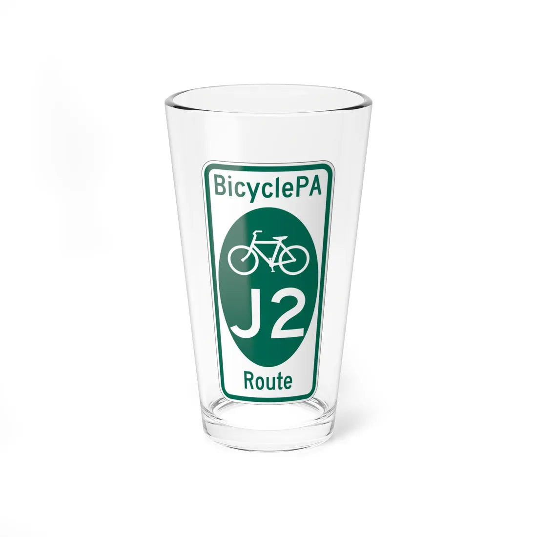 PA Bike Route J2 (Pennsylvania) (Road Sign) Pint Glass 16oz 16oz - Go Mug Yourself