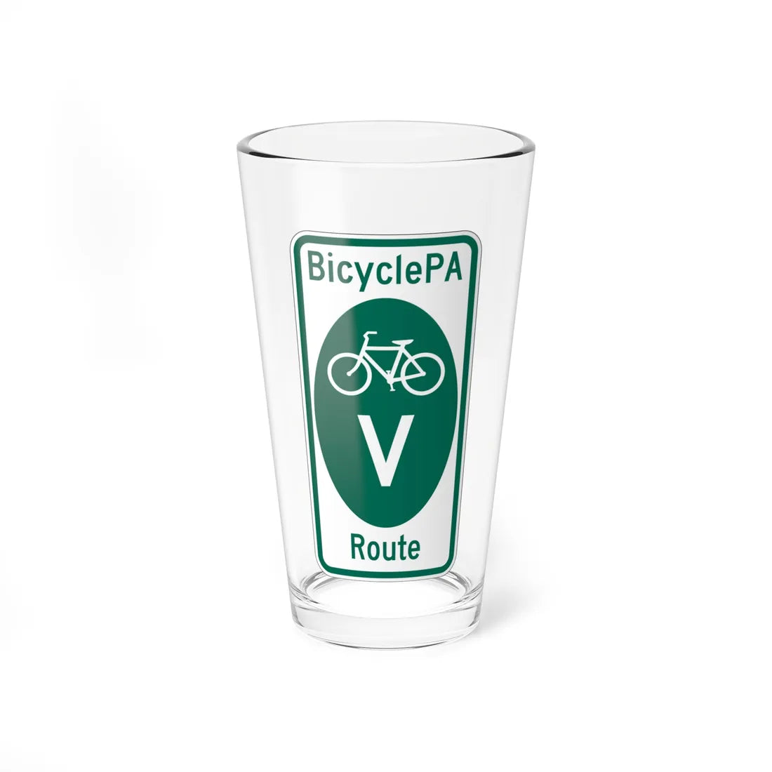 PA Bike Route V (Pennsylvania) (Road Sign) Pint Glass 16oz 16oz - Go Mug Yourself