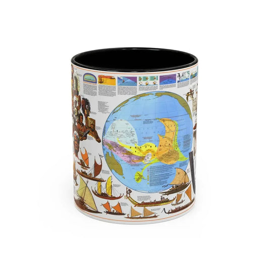 Pacific - Discoverers of the (1974) (Map) Accent Coffee Mug 11oz Black - Go Mug Yourself