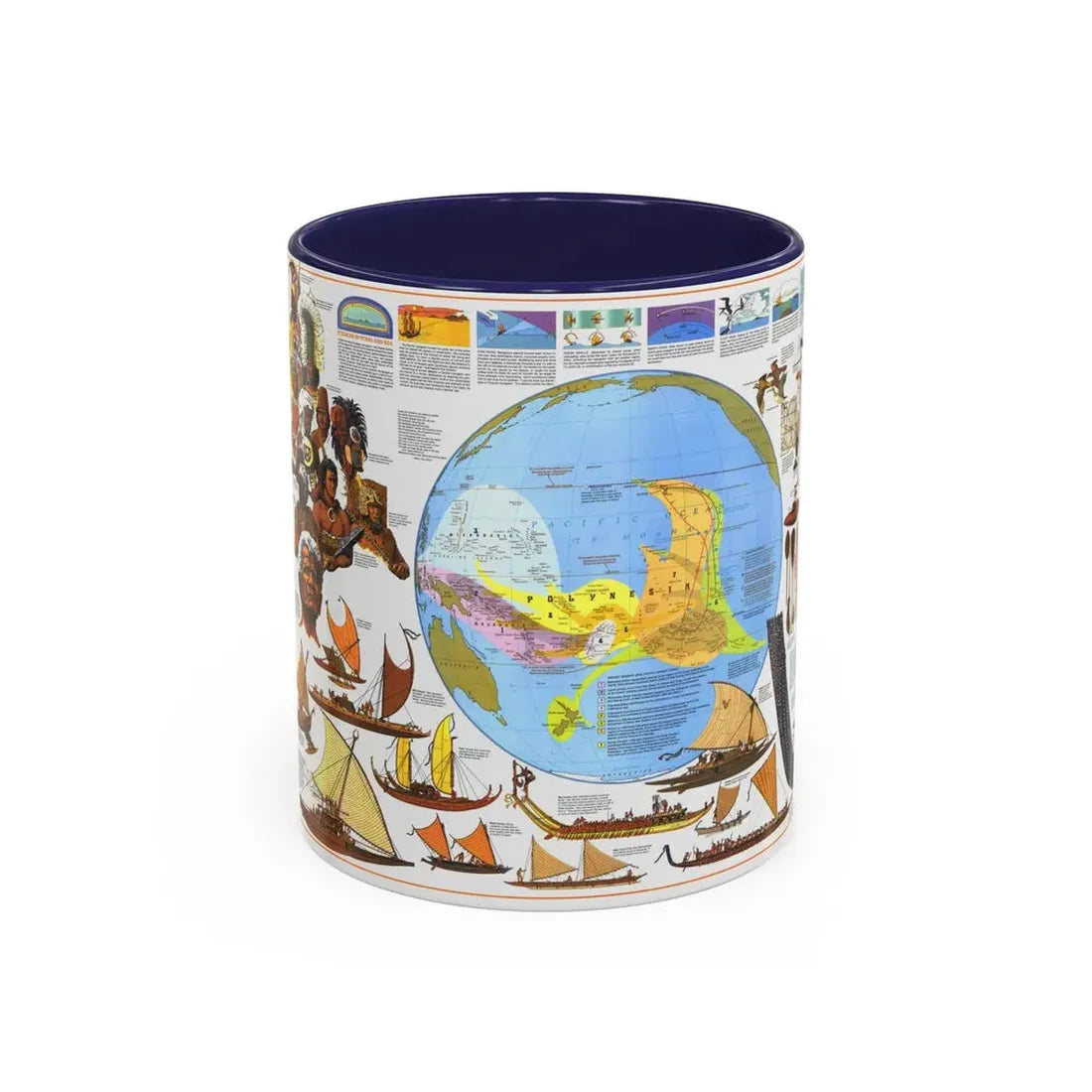 Pacific - Discoverers of the (1974) (Map) Accent Coffee Mug 11oz Navy - Go Mug Yourself