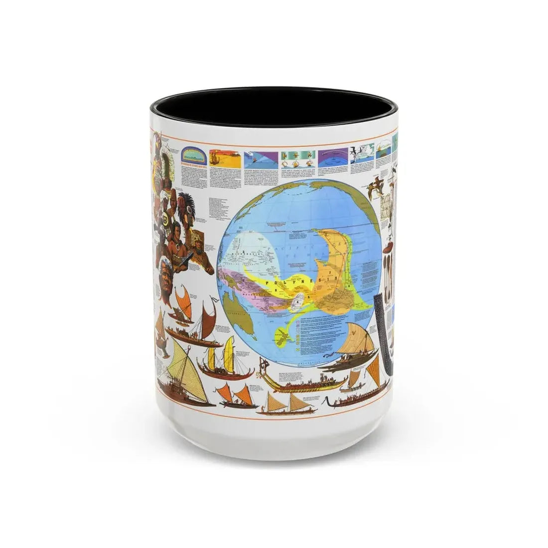 Pacific - Discoverers of the (1974) (Map) Accent Coffee Mug 15oz Black - Go Mug Yourself