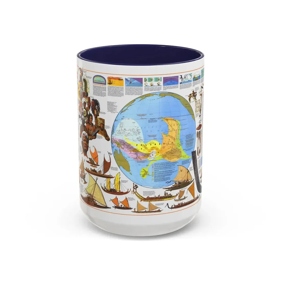 Pacific - Discoverers of the (1974) (Map) Accent Coffee Mug 15oz Navy - Go Mug Yourself