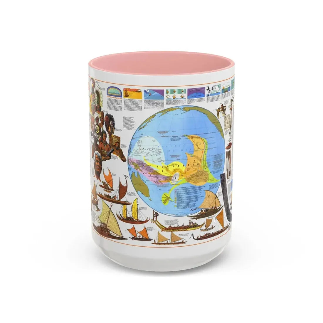 Pacific - Discoverers of the (1974) (Map) Accent Coffee Mug 15oz Pink - Go Mug Yourself