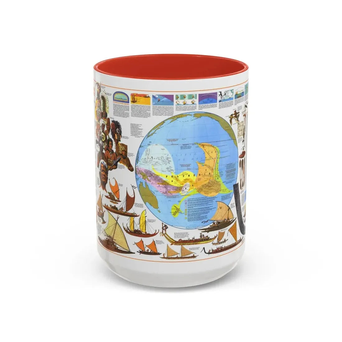 Pacific - Discoverers of the (1974) (Map) Accent Coffee Mug 15oz Red - Go Mug Yourself