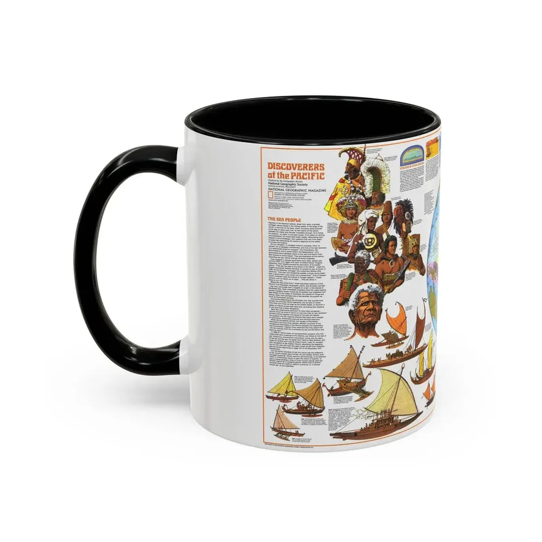 Pacific - Discoverers of the (1974) (Map) Accent Coffee Mug - Go Mug Yourself