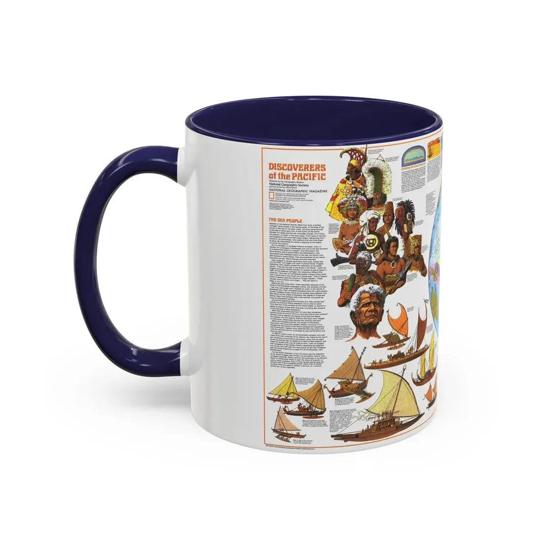 Pacific - Discoverers of the (1974) (Map) Accent Coffee Mug - Go Mug Yourself