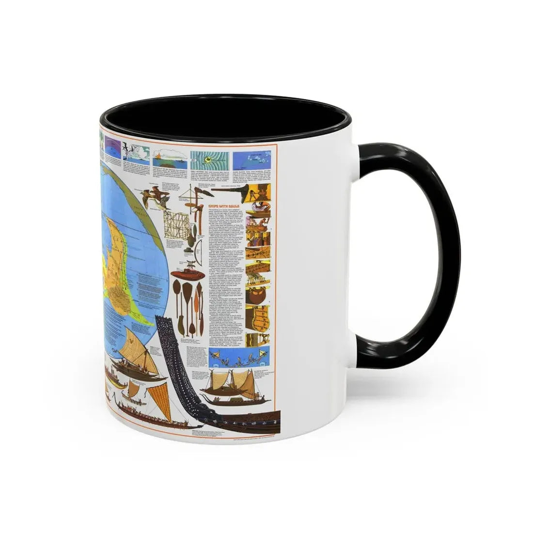 Pacific - Discoverers of the (1974) (Map) Accent Coffee Mug - Go Mug Yourself