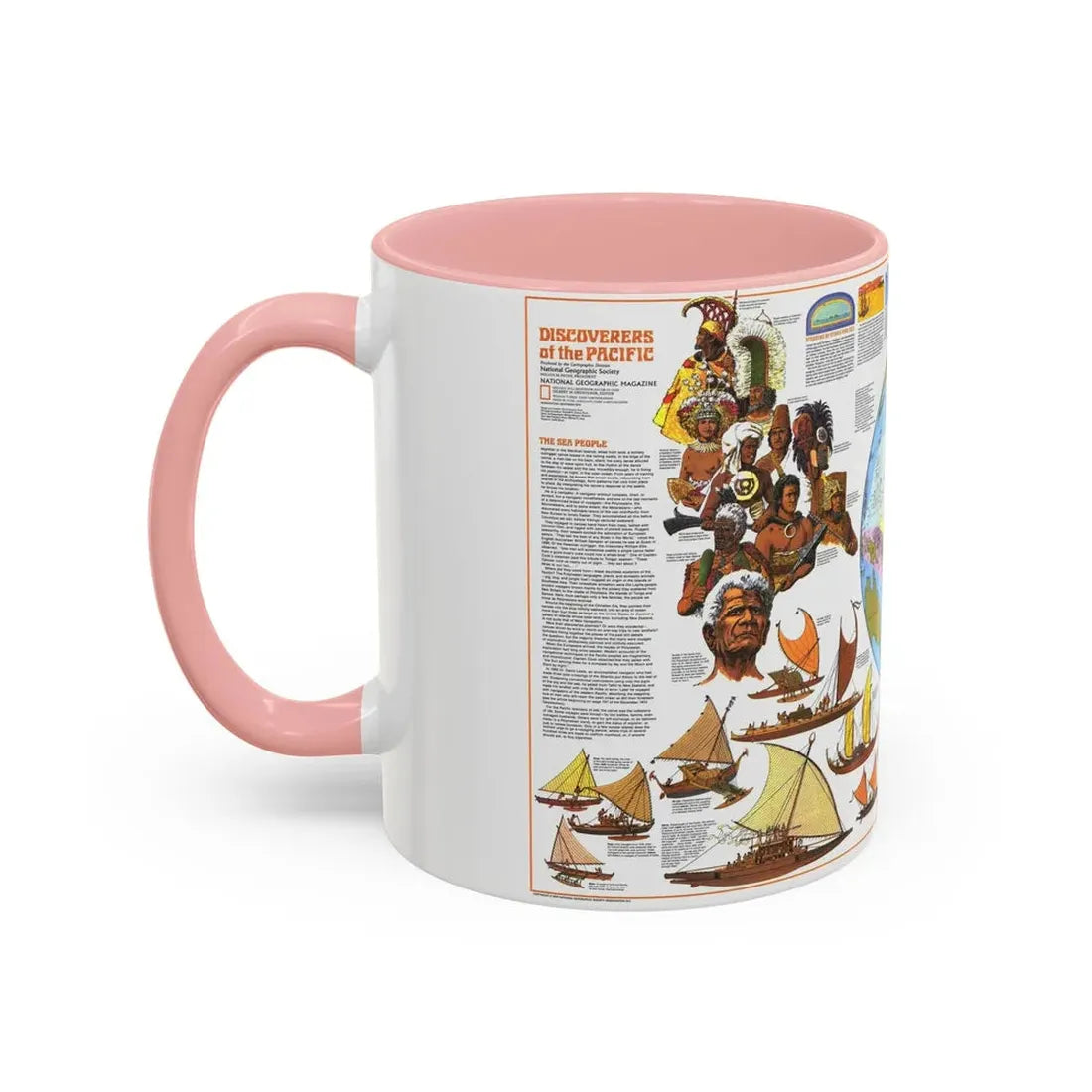 Pacific - Discoverers of the (1974) (Map) Accent Coffee Mug - Go Mug Yourself