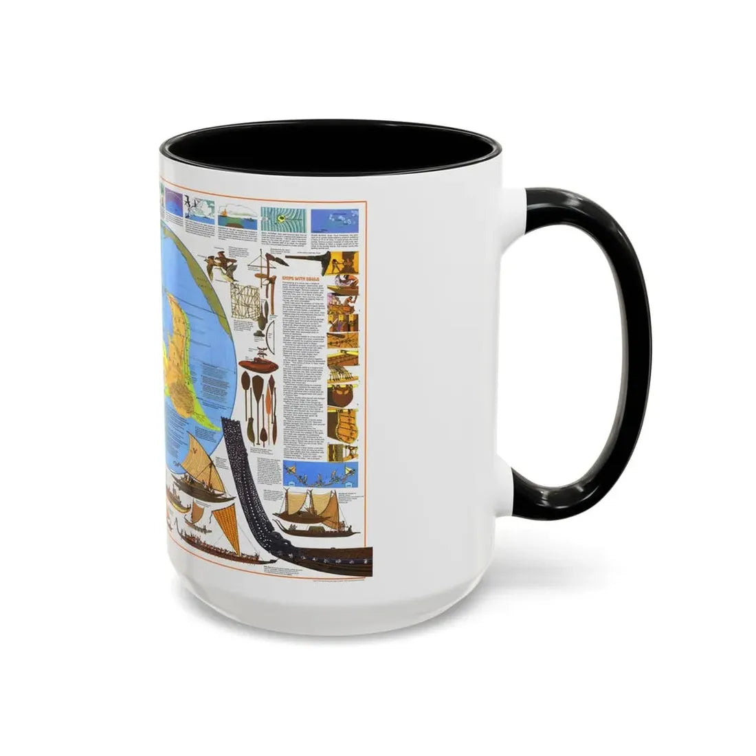 Pacific - Discoverers of the (1974) (Map) Accent Coffee Mug - Go Mug Yourself