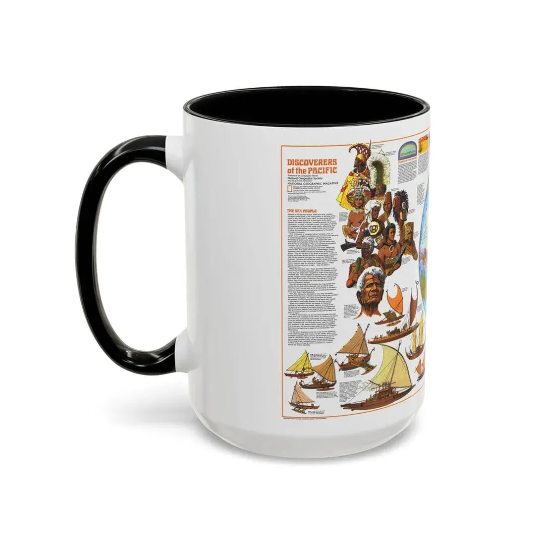Pacific - Discoverers of the (1974) (Map) Accent Coffee Mug - Go Mug Yourself