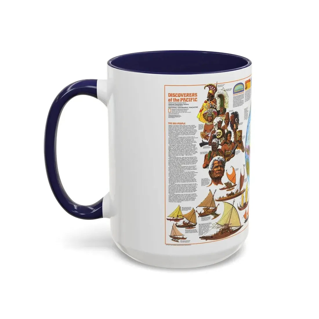 Pacific - Discoverers of the (1974) (Map) Accent Coffee Mug - Go Mug Yourself