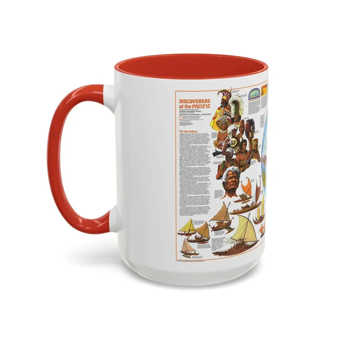 Pacific - Discoverers of the (1974) (Map) Accent Coffee Mug - Go Mug Yourself