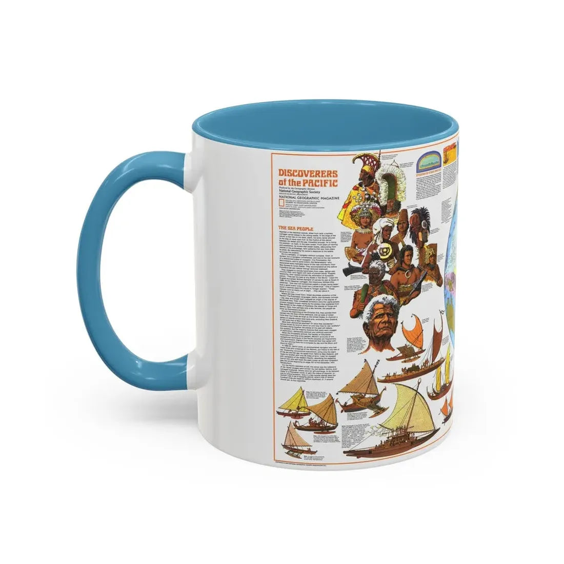Pacific - Discoverers of the (1974) (Map) Accent Coffee Mug - Go Mug Yourself