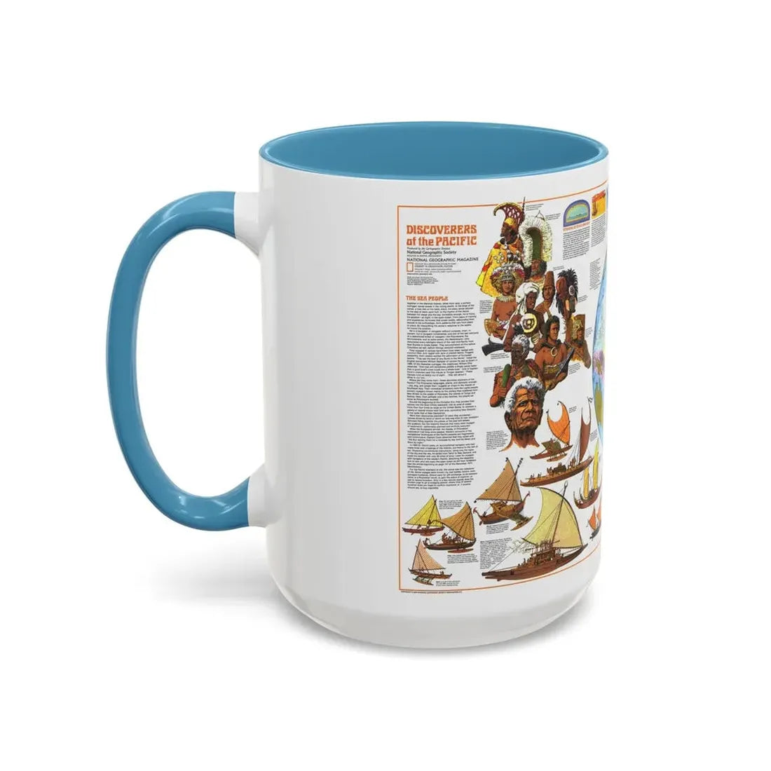 Pacific - Discoverers of the (1974) (Map) Accent Coffee Mug - Go Mug Yourself