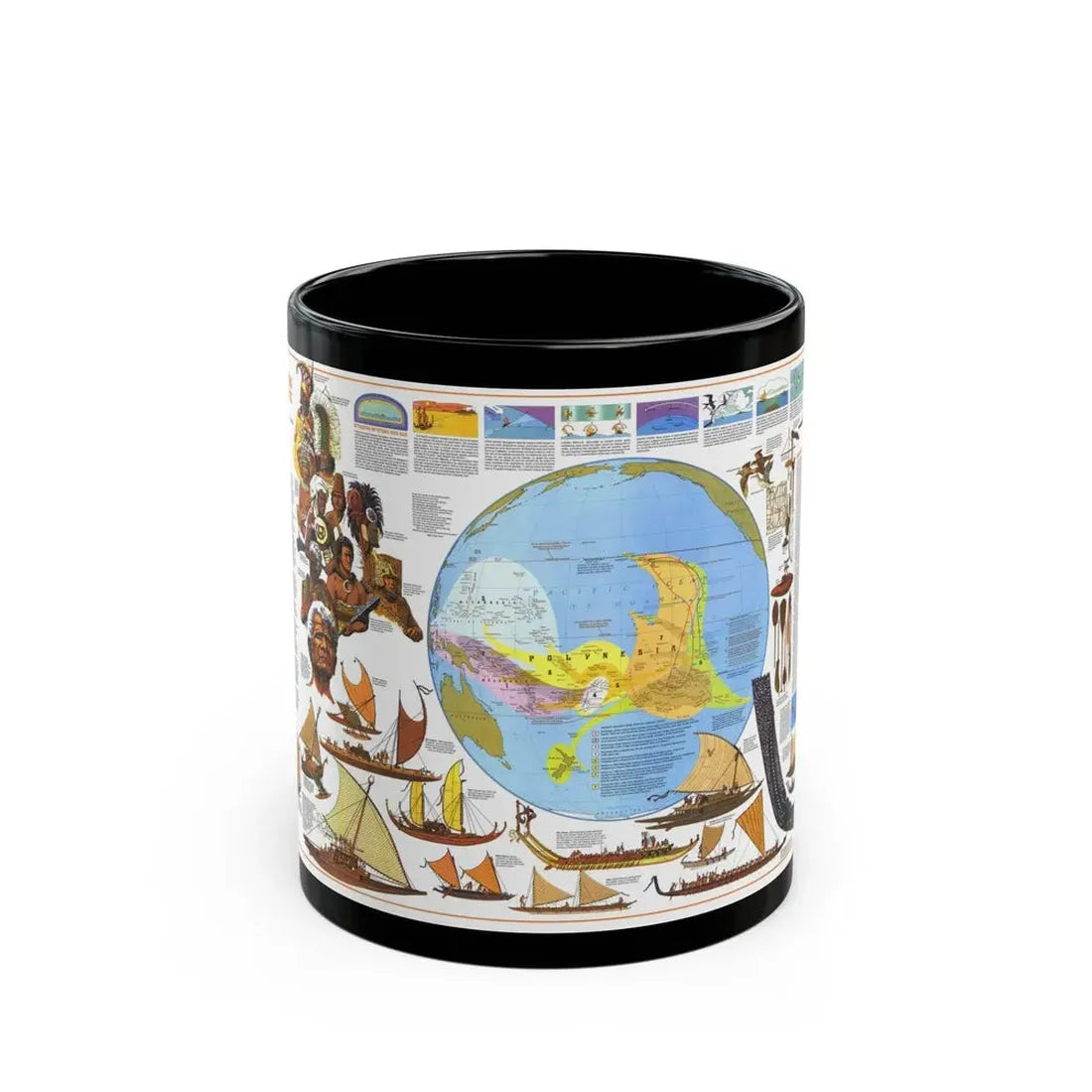 Pacific - Discoverers of the (1974) (Map) Black Coffee Mug 11oz - Go Mug Yourself