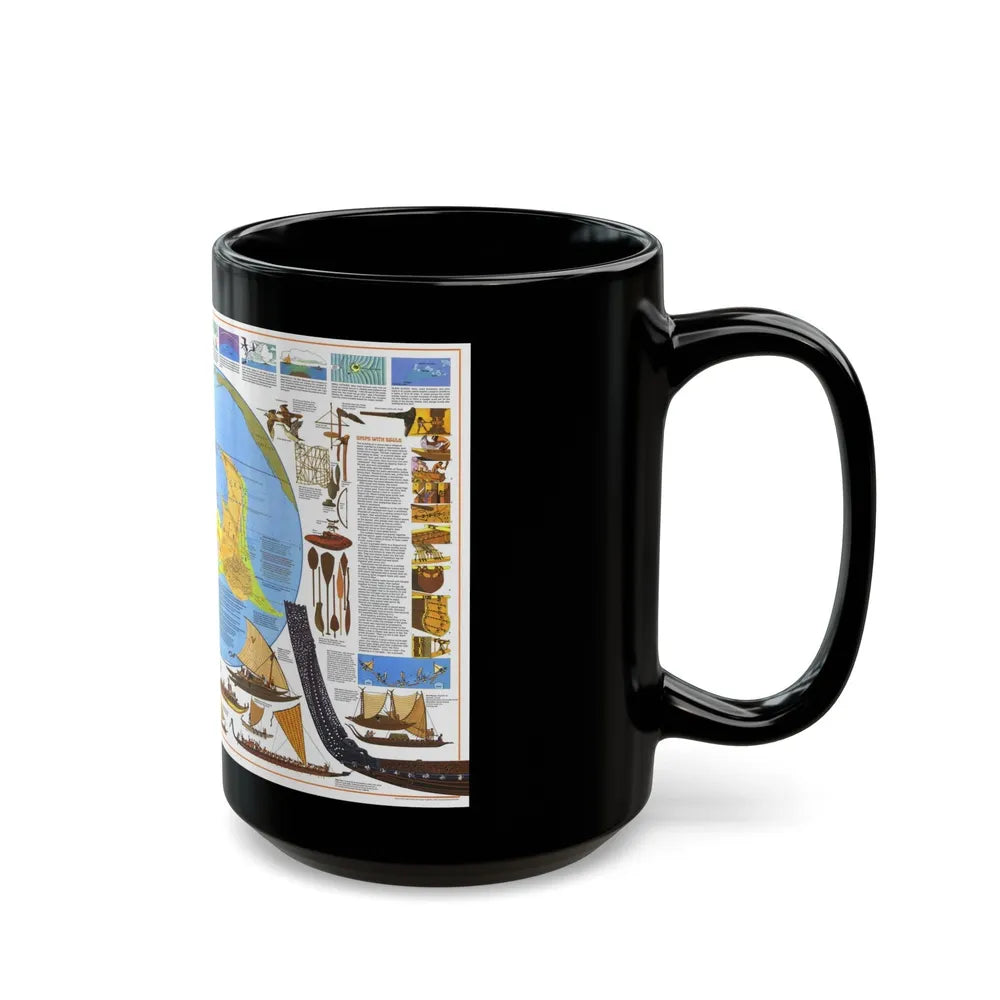 Pacific - Discoverers of the (1974) (Map) Black Coffee Mug-Go Mug Yourself