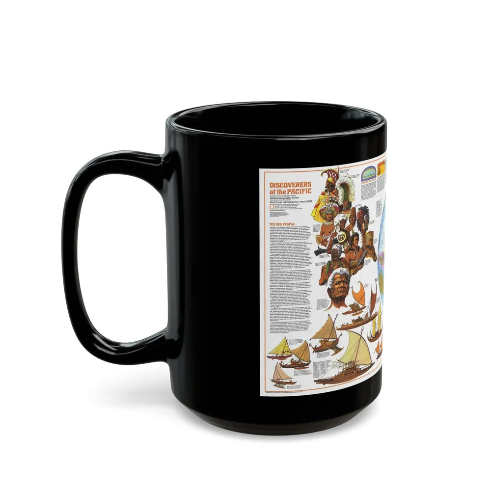 Pacific - Discoverers of the (1974) (Map) Black Coffee Mug-Go Mug Yourself