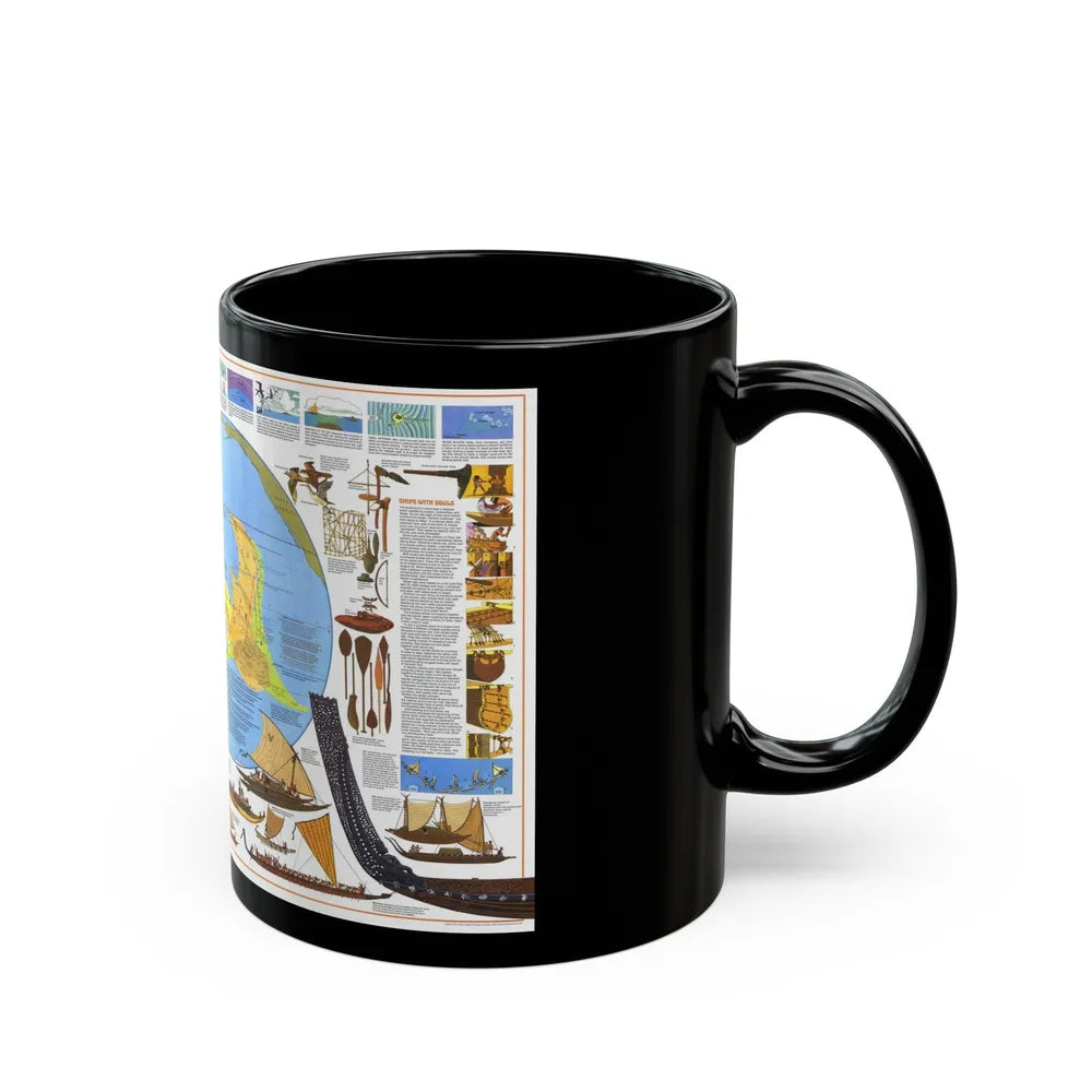 Pacific - Discoverers of the (1974) (Map) Black Coffee Mug-Go Mug Yourself