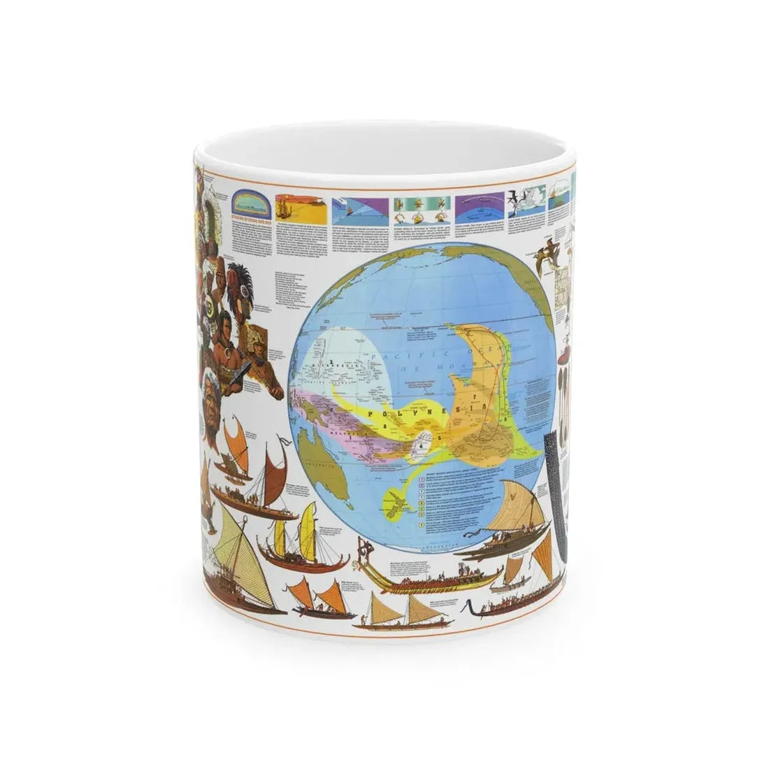 Pacific - Discoverers of the (1974) (Map) White Coffee Mug 11oz - Go Mug Yourself
