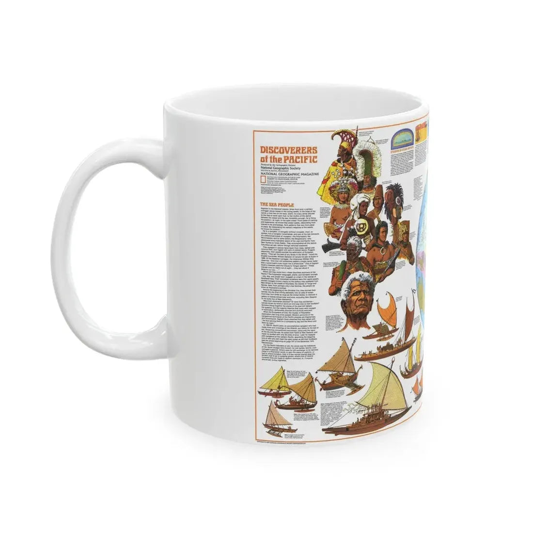 Pacific - Discoverers of the (1974) (Map) White Coffee Mug - Go Mug Yourself