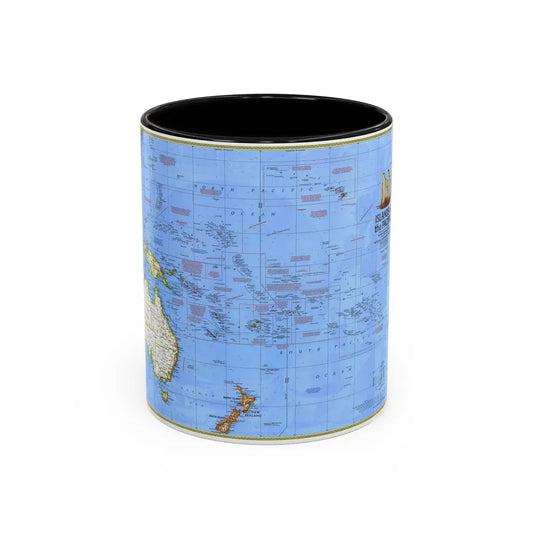 Pacific - Islands of the (1974) (Map) Accent Coffee Mug 11oz Black - Go Mug Yourself