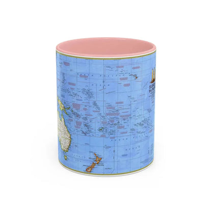 Pacific - Islands of the (1974) (Map) Accent Coffee Mug 11oz Pink - Go Mug Yourself