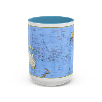 Pacific - Islands of the (1974) (Map) Accent Coffee Mug 15oz Light Blue - Go Mug Yourself