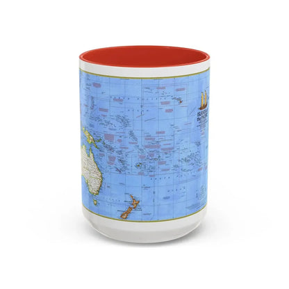 Pacific - Islands of the (1974) (Map) Accent Coffee Mug 15oz Red - Go Mug Yourself