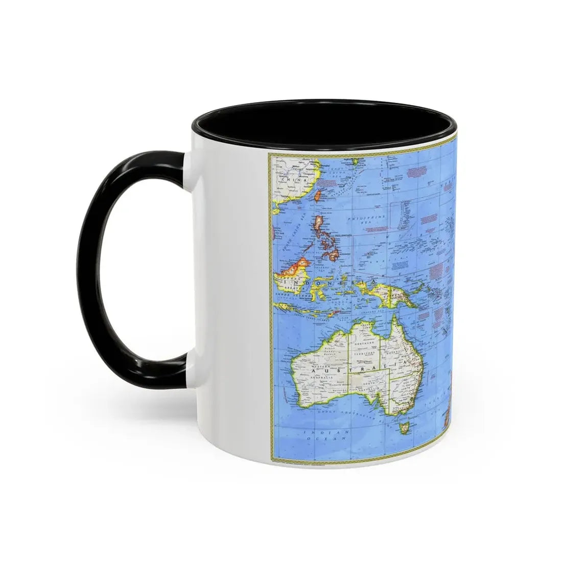 Pacific - Islands of the (1974) (Map) Accent Coffee Mug - Go Mug Yourself