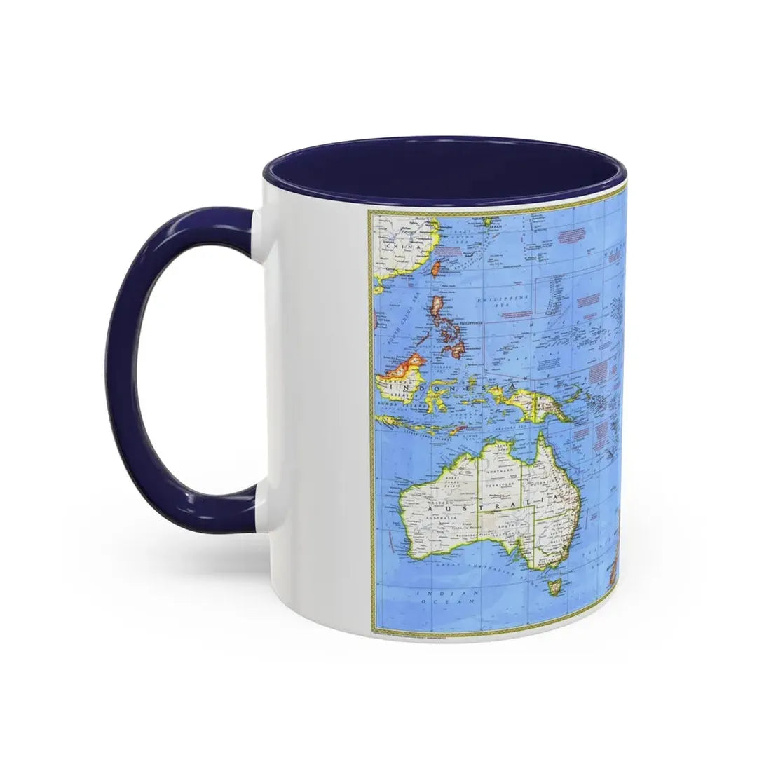 Pacific - Islands of the (1974) (Map) Accent Coffee Mug - Go Mug Yourself