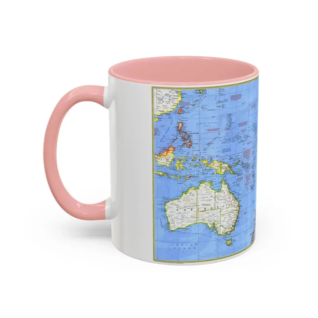 Pacific - Islands of the (1974) (Map) Accent Coffee Mug - Go Mug Yourself