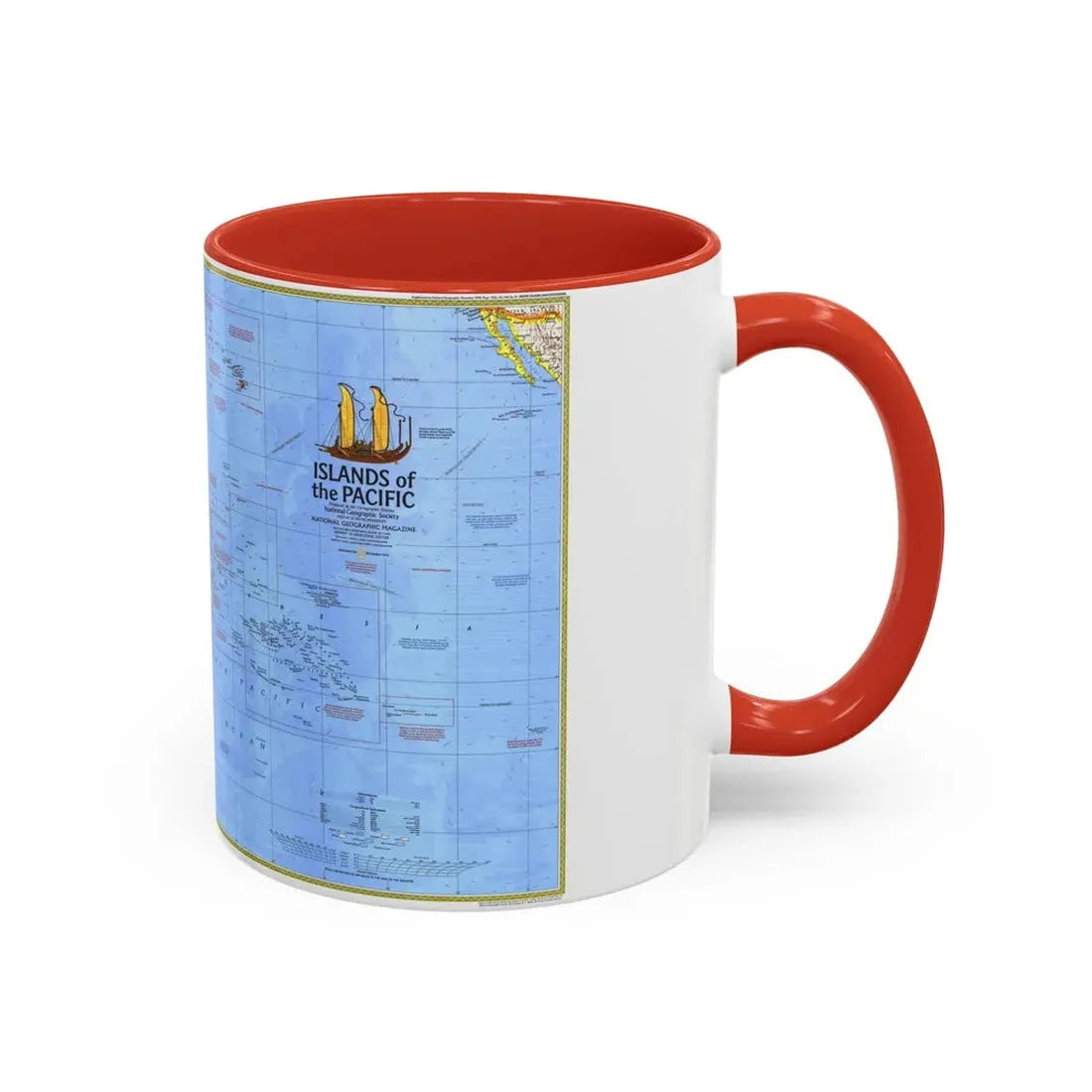 Pacific - Islands of the (1974) (Map) Accent Coffee Mug - Go Mug Yourself