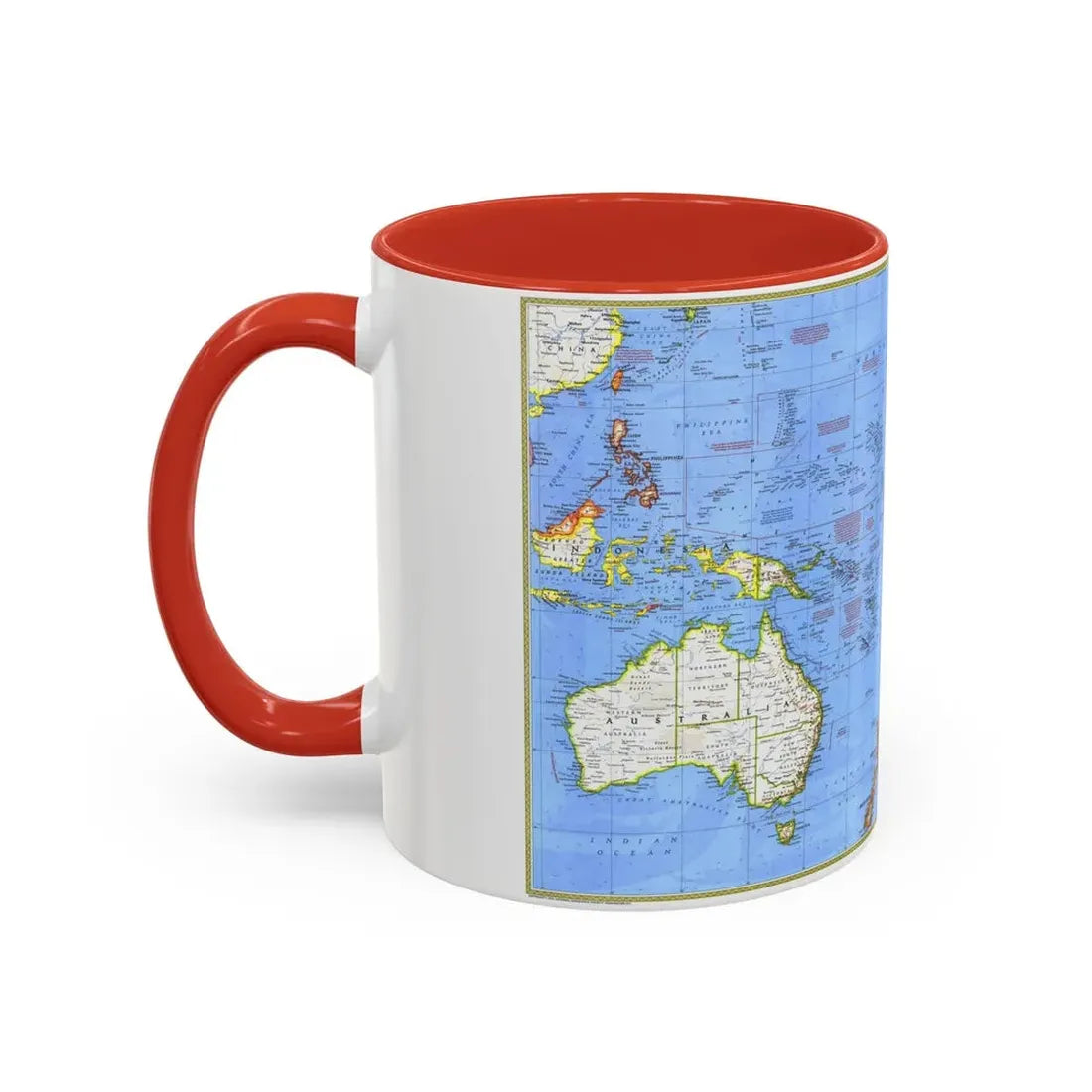 Pacific - Islands of the (1974) (Map) Accent Coffee Mug - Go Mug Yourself