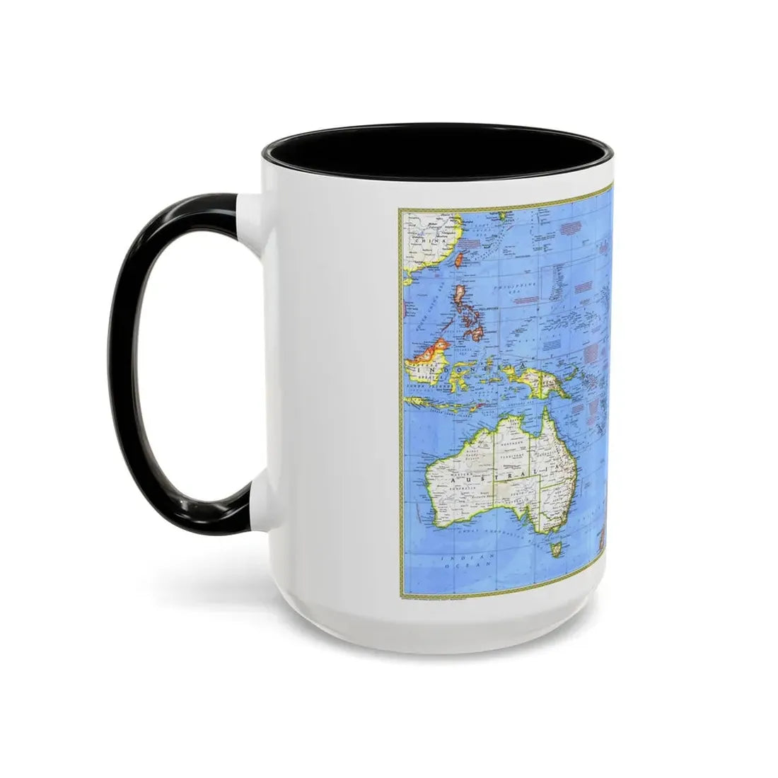 Pacific - Islands of the (1974) (Map) Accent Coffee Mug - Go Mug Yourself