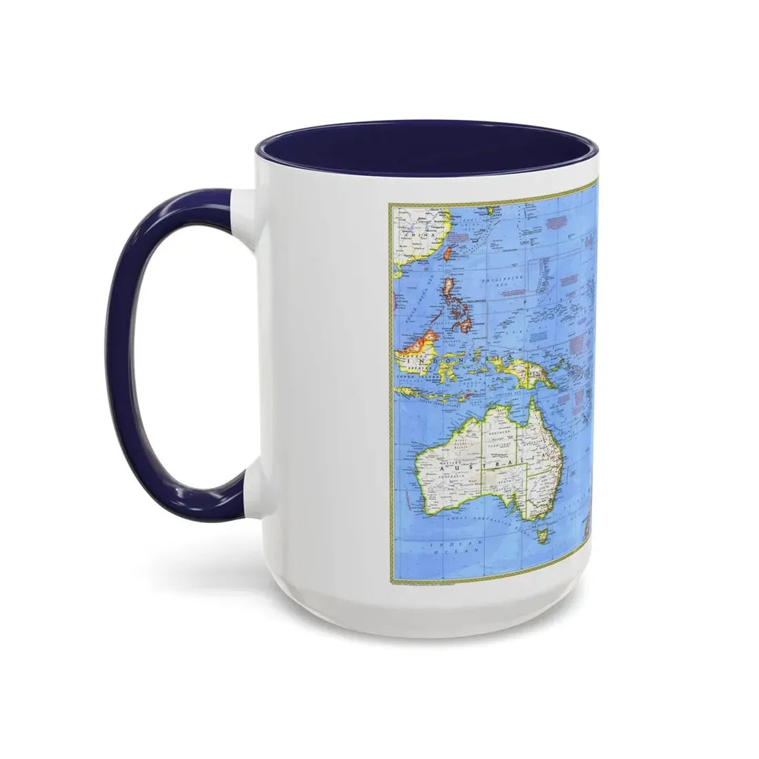 Pacific - Islands of the (1974) (Map) Accent Coffee Mug - Go Mug Yourself