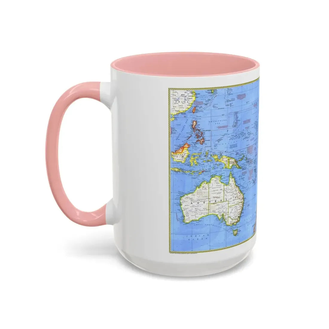 Pacific - Islands of the (1974) (Map) Accent Coffee Mug - Go Mug Yourself