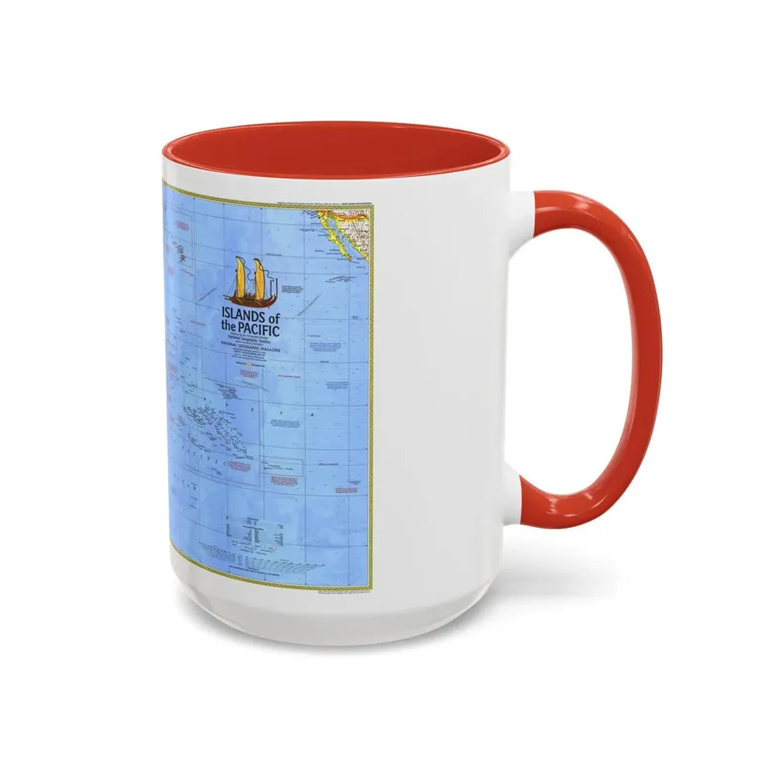 Pacific - Islands of the (1974) (Map) Accent Coffee Mug - Go Mug Yourself