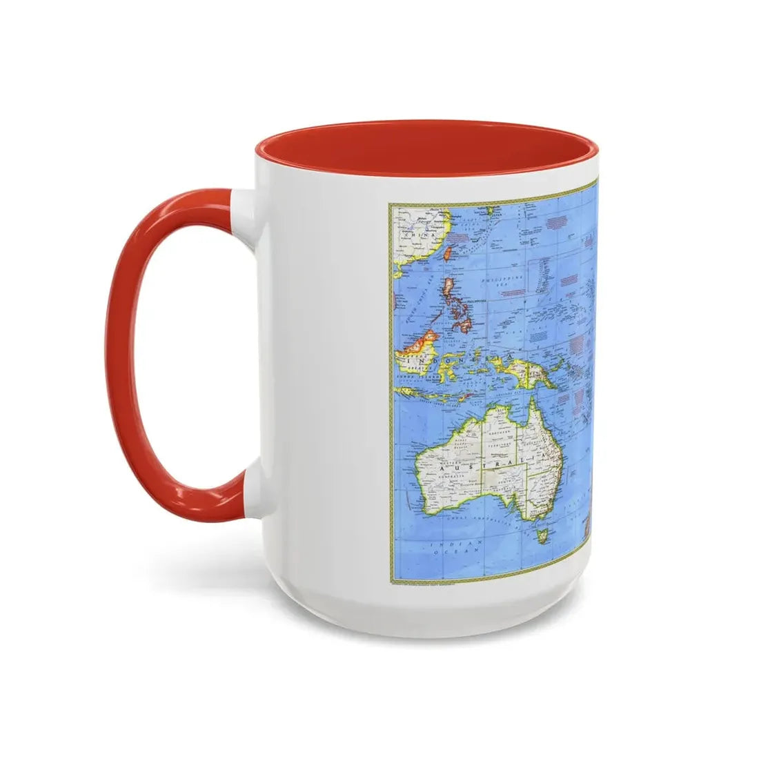 Pacific - Islands of the (1974) (Map) Accent Coffee Mug - Go Mug Yourself