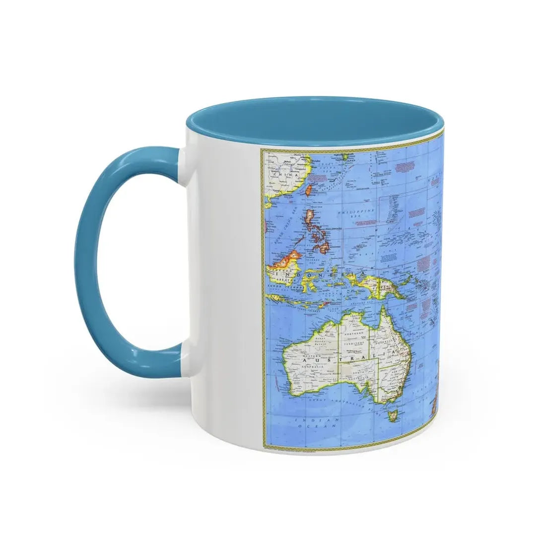Pacific - Islands of the (1974) (Map) Accent Coffee Mug - Go Mug Yourself