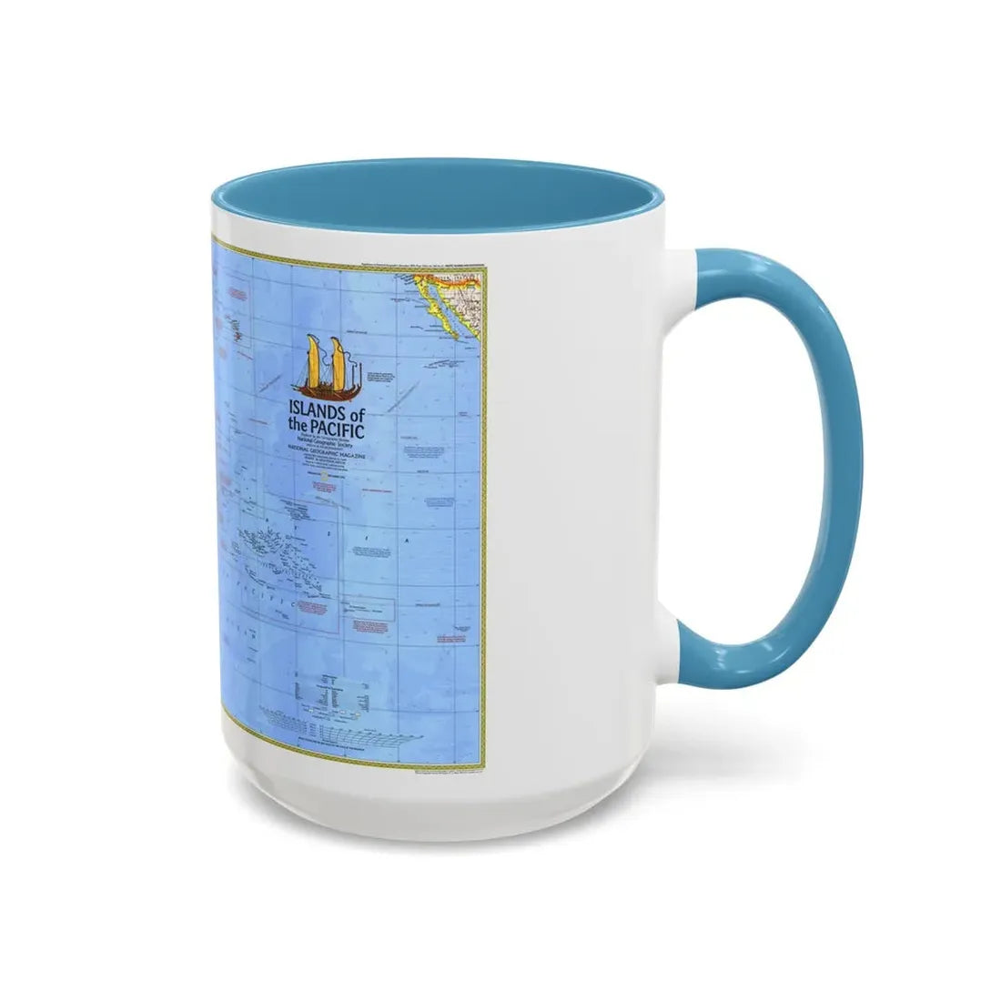 Pacific - Islands of the (1974) (Map) Accent Coffee Mug - Go Mug Yourself