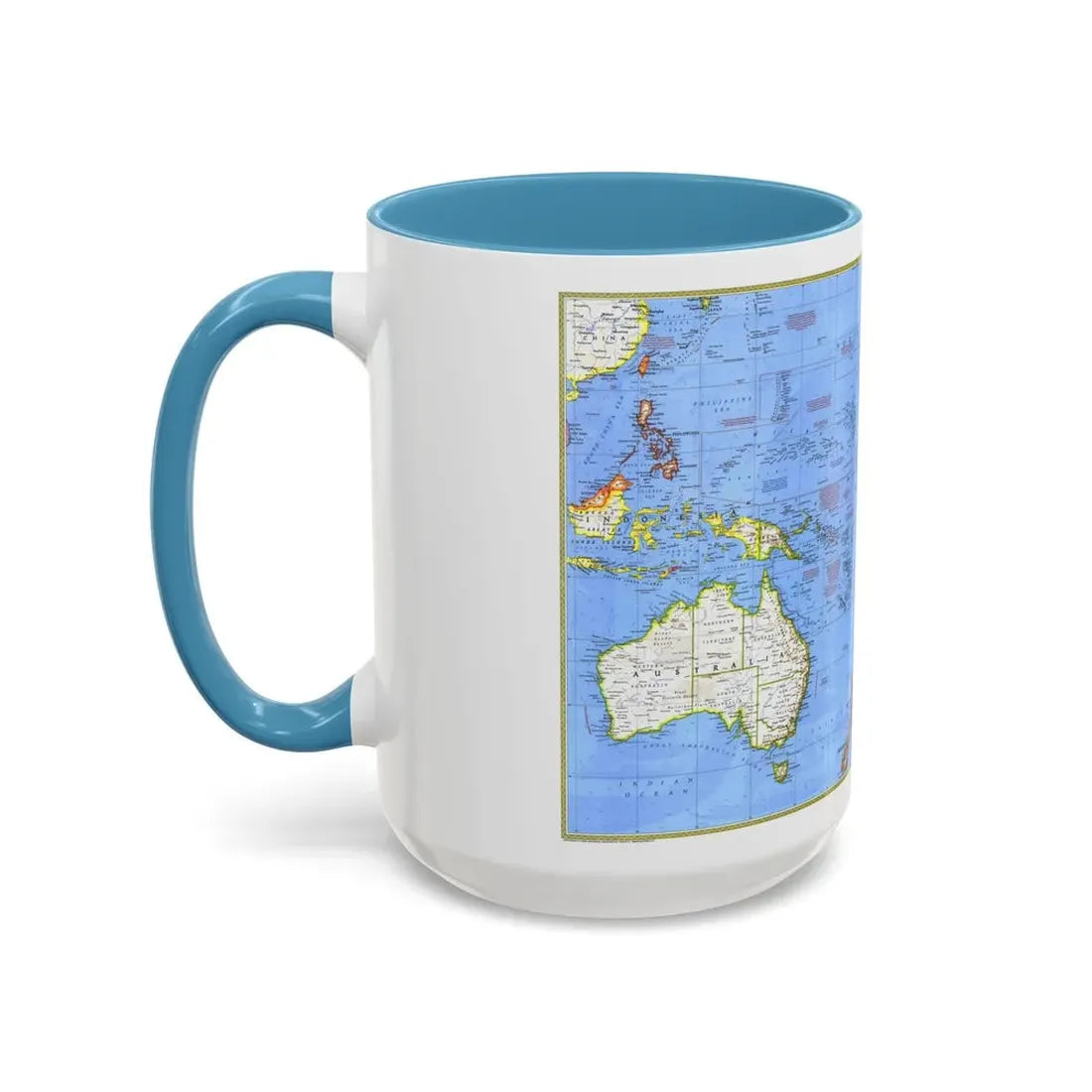 Pacific - Islands of the (1974) (Map) Accent Coffee Mug - Go Mug Yourself